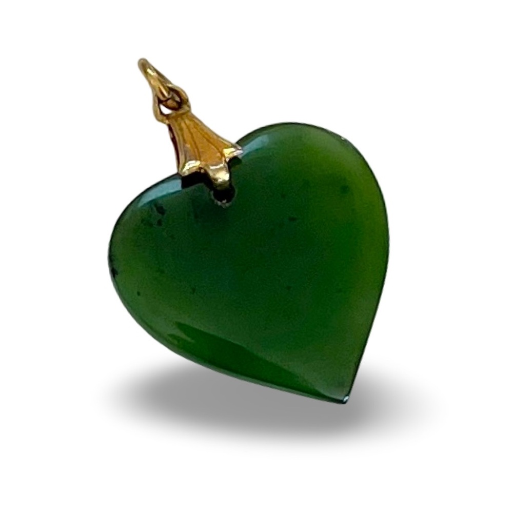 Vintage Green Jade Heart Pendant